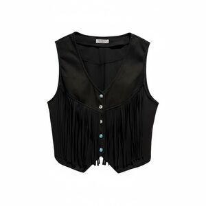 Black Fringe Vest by Hot Touch